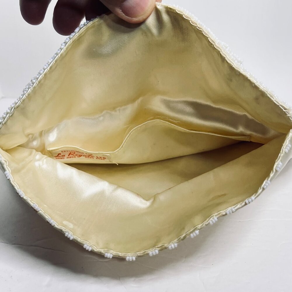 La Regale Ltd Ivory Beaded & Sequined Evening Bag Made In Hong Kong (5907) - Picture 13 of 15